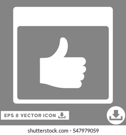 Thumb Up Calendar Page icon. Vector EPS illustration style is flat iconic symbol, white color.