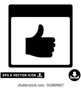 Thumb Up Calendar Page icon. Vector EPS illustration style is flat iconic symbol, black color.