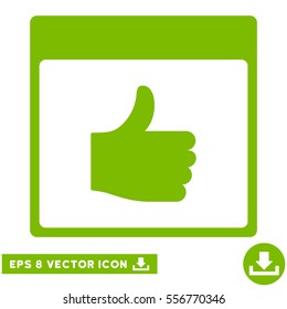 Thumb Up Calendar Page icon. Vector EPS illustration style is flat iconic symbol, eco green color.