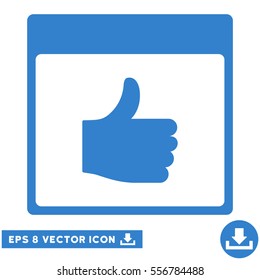 Thumb Up Calendar Page icon. Vector EPS illustration style is flat iconic symbol, cobalt color.