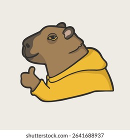 Thumb Up Capybara Meme Sticker Vector T-shirt Cute Illustration