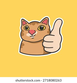 Pulgar para arriba Gato Meme Pegatina Vector Linda Ilustración