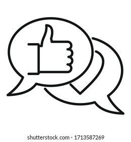 Thumb up chat icon. Outline thumb up chat vector icon for web design isolated on white background