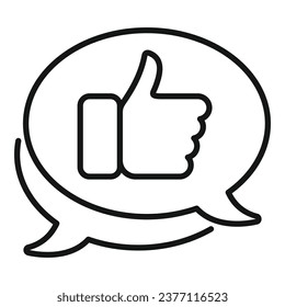 Thumb up chat icon outline vector. Like contact. Business speech