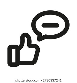Thumb up chat professional line icon. Professional Line Vector Icon with modern messaging approval concept, minimal clean outline design and scalable positive feedback symbol
