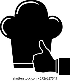 Thumb Up To Chef Icon. Black Stencil Design. Vector Illustration.