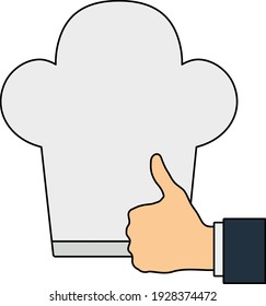 Thumb Up To Chef Icon. Editable Outline With Color Fill Design. Vector Illustration.