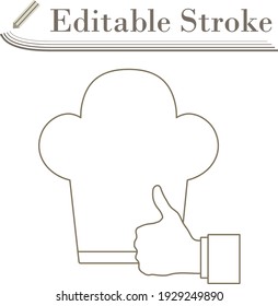 Thumb Up To Chef Icon. Editable Stroke Simple Design. Vector Illustration.