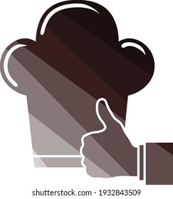 Thumb Up To Chef Icon. Flat Color Ladder Design. Vector Illustration.