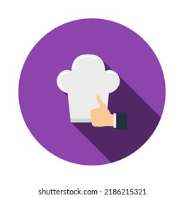 Thumb Up To Chef Icon. Flat Color Design. Vector Illustration.