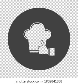 Thumb Up To Chef Icon. Subtract Stencil Design on Tranparency Grid. Vector Illustration.