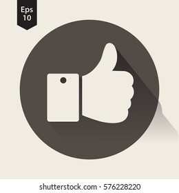 Thumb Up In Circle. Simple Flat Icon. Vector Illustrated Symbol. Vector Style. Website Sign