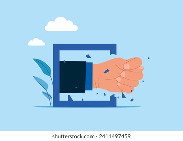 The thumb is clamped between the middle and index finger. Kukish, fig - a finger gesture.  Flat vector illustration