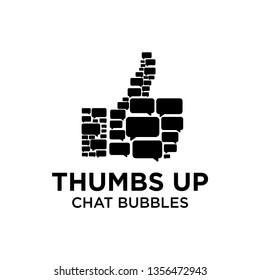 Thumb up concept logo template. Label for voting, company or organization. Vector illustration - Vector - Thumb composed of chat bubbles