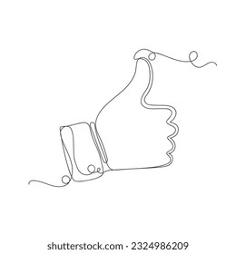 Thumb up continuous one line art decoration vector illustration on white background.