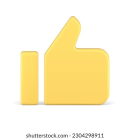 Thumb up cool success confirmation best choice recommendation feedback 3d icon realistic vector illustration. Human hand gesture like vote agreement yes positive support good voting satisfaction