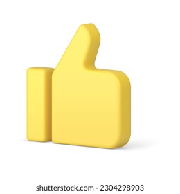Thumb up cool yellow positive solution success confirmation isometric 3d icon realistic vector illustration. Human hand gesture best choice feedback communication like agreement symbol badge