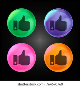 Thumb Up crystal ball design icon in green - blue - pink and orange.