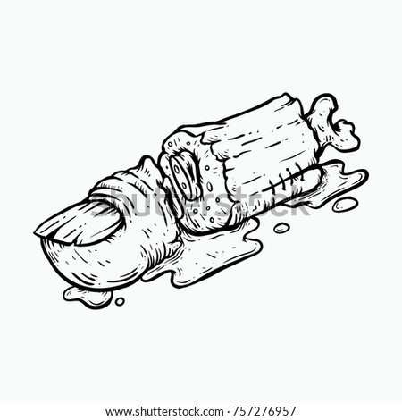 thumb cut zombie doodle line art