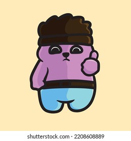 Thumb Cute Cartoon Character Mascot Flat Design Cute Funny Fun