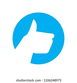 Thumb up dog silhouette vector logo icon