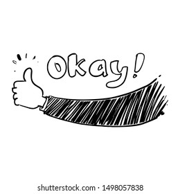 thumb up doodle white background