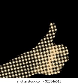 Thumb up dotted vector illustration.