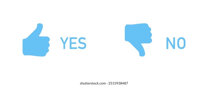 Pulgar arriba y abajo icono azul. Símbolo sí o no. Vector aislado