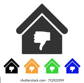 Thumb Down Building icon. Vector illustration style is a flat iconic thumb down building symbol with black, gray, green, blue, yellow color variants. Designed for web and software interfaces.