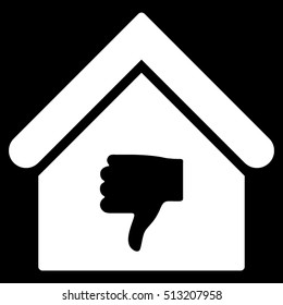 Thumb Down Building vector icon. Flat white symbol. Pictogram is isolated on a black background. Designed for web and software interfaces.