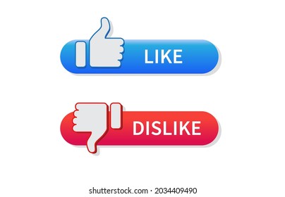 Thumb Up and Thumb Down button. Like and dislike icon isolated on white background. Vector illustration.