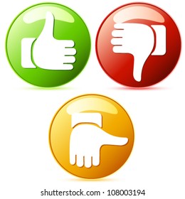 Thumb up and down buttons - vector illustration