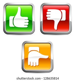 Thumb up and down buttons - vector illustration