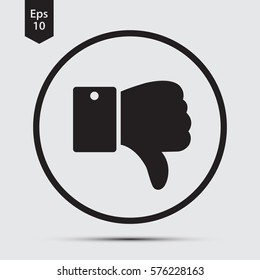 Thumb Down In Circle. Simple Flat Icon. Vector Illustrated Design Style. Symbol Of Dislike