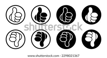 Thumb up and Thumb down collection. Like and dislike vector icon. Vector illustration