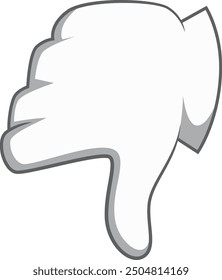 Thumb down comic gesture. Cartoon hand icon