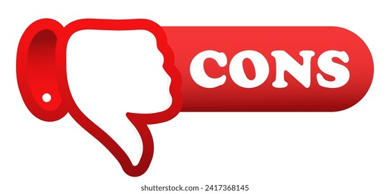 Thumb down cons illustration. Cancellation, refusal, negative, choice, evaluation, sign, questionnaire, report, list, bulletin. Vector icon for business and advertising