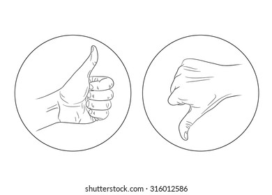 thumb up thumb down contour icon vector illustration