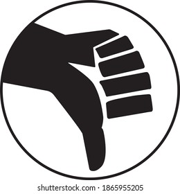 Thumb Down , Disagree , Vector Illustration Black On White Icon	