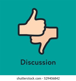 Thumb Up Down Discussion Minimal Color Flat Line Stroke Icon Pictogram Symbol Illustration
