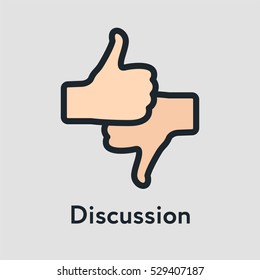 Thumb Up Down Discussion Minimal Color Flat Line Stroke Icon Pictogram Symbol Illustration