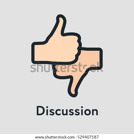 Thumb Up Down Discussion Minimal Color Flat Line Stroke Icon Pictogram Symbol Illustration