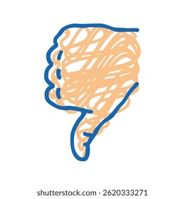 Pulgar hacia abajo Vector de dibujo de icono de doodle. signo de pulgar hacia abajo. ilustración de símbolo aislado