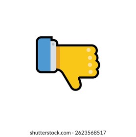 Pulgar hacia abajo emoji gesto Vector aislado ilustración de icono. Icono de gesto de Botón