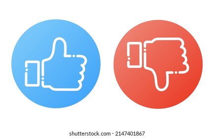 Thumb up and thumb down flat icon. Social media concept. Like and dislike. Vector