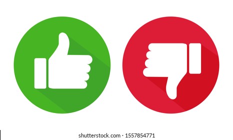 Thumb up and thumb down flat icon. Vector illustration - Shutterstock ID 1557854771