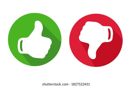 Thumb up and thumb down flat icon. Vector illustration. eps 10