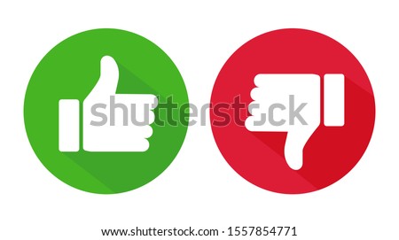 Thumb up and thumb down flat icon. Vector illustration Stock foto © 