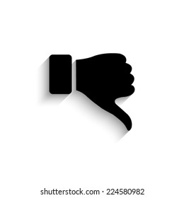 thumb down gesture - black vector icon with shadow