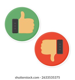 Thumb Up and Down Gesture Buttons Vector. Like and Dislike Button Elements.